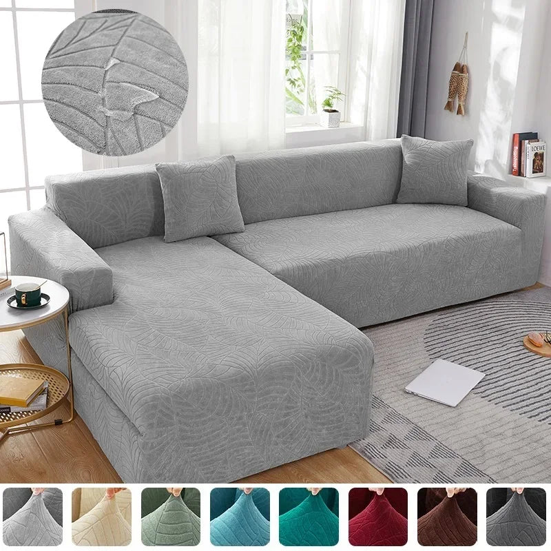 Waterproof Jacquard Sofa Covers 1/2/3/4 Seats Solid Couch Cover L Shaped Sofa Cover Protector Bench Covers