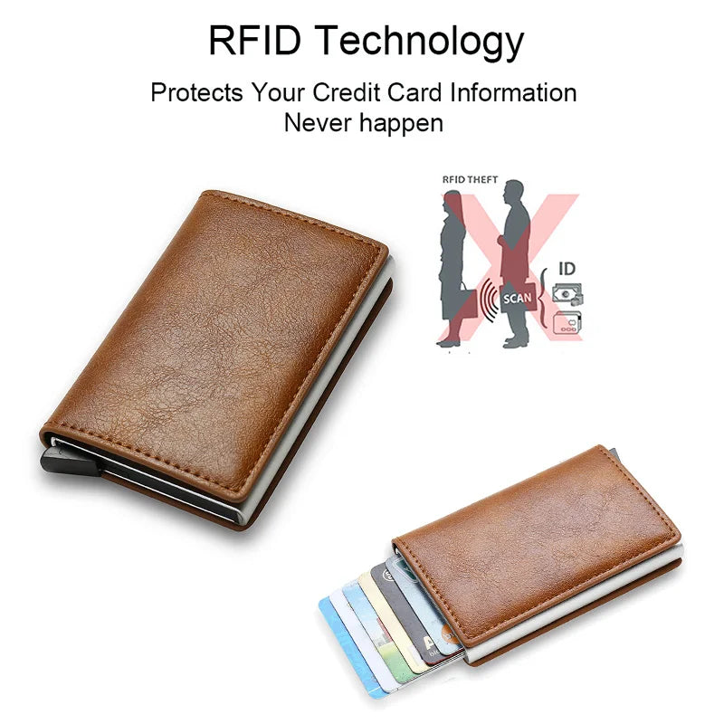 Rfid Credit Card Holder Men Wallets Bank Cardholder Case Small Leather Slim Thin Magic Mini Wallet Smart Minimalist Wallet  2023